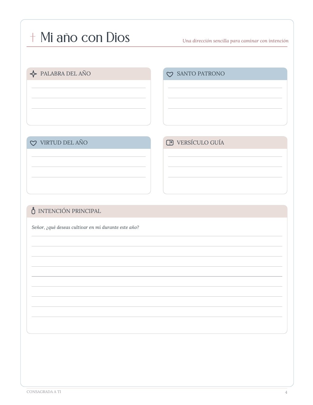 Página Mi año con Dios del planner Mi Vida con Dios
